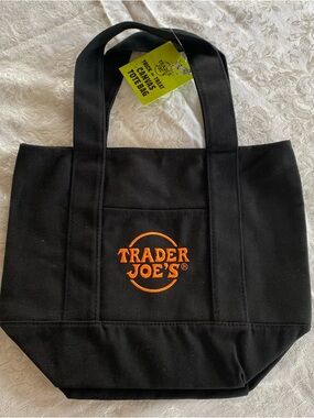 New Trader Joe's Black/Orange Mini Trick Or Treat Halloween Mini Canvas Tote